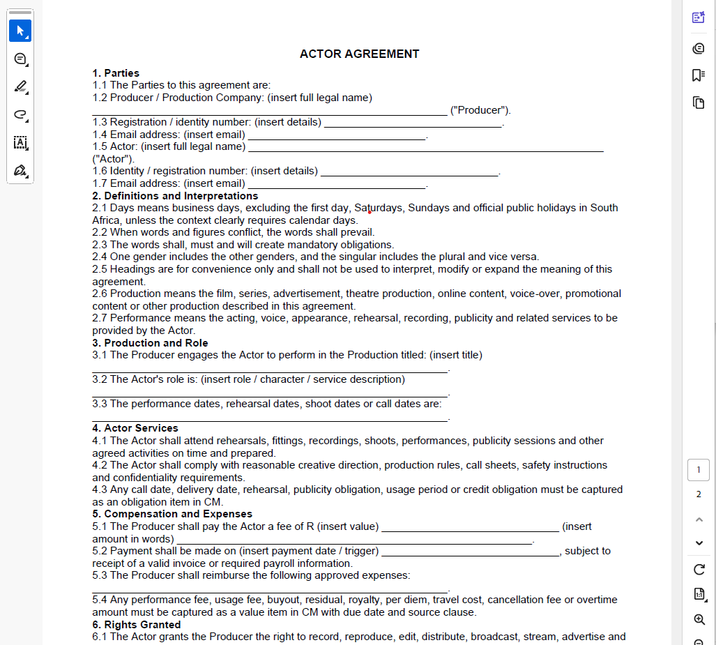 Actor Agreement