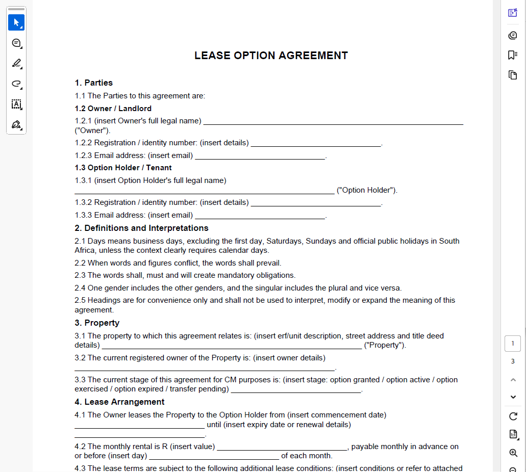 Lease Option Agreement