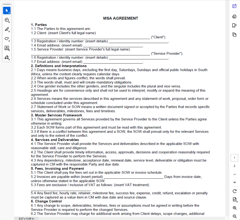 Msa Despatch Form Msa Agreement: A Practical Guide for Modern Business