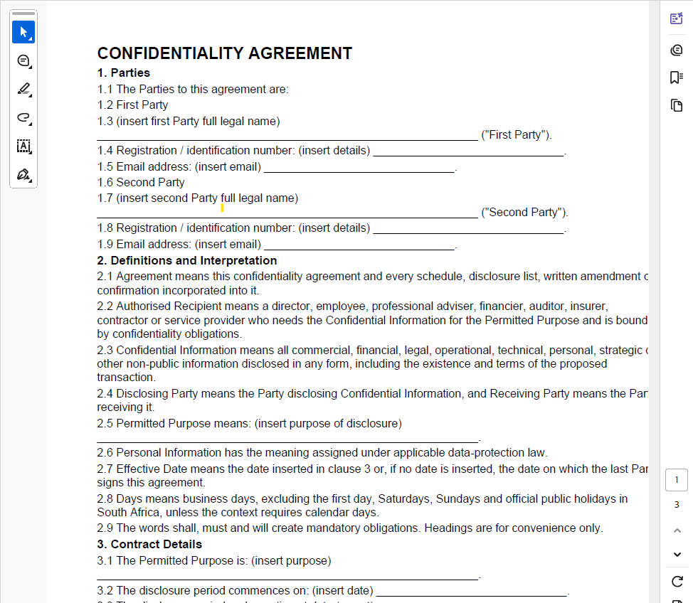 Confidentiality Agreement