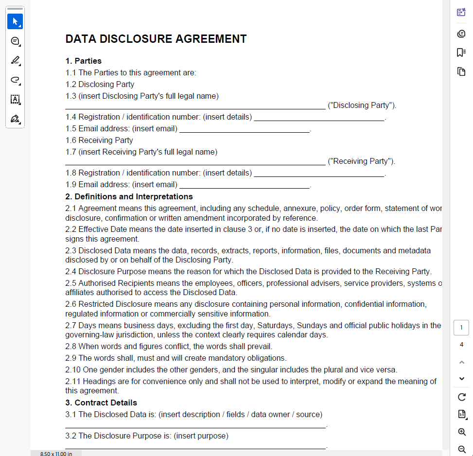 Data Disclosure Agreement