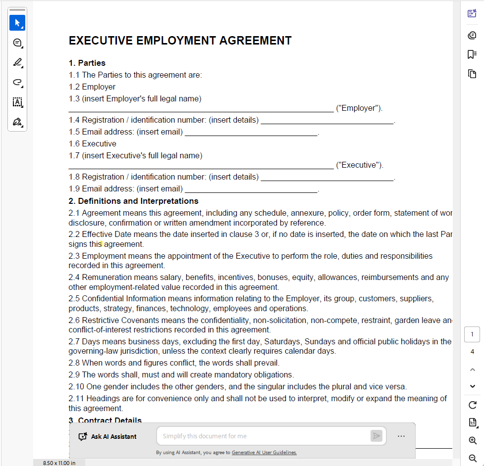 Executive Employment Agreement